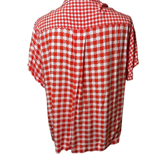 Anthropologie | Maeve | Bon Voyage Red Check Houndstooth Button Shirt | Sz M - Picture 5 of 9